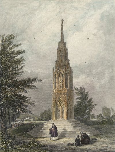 Waltham Cross ، c.1820 (نقش ملون باليد) بواسطة WB كلارك